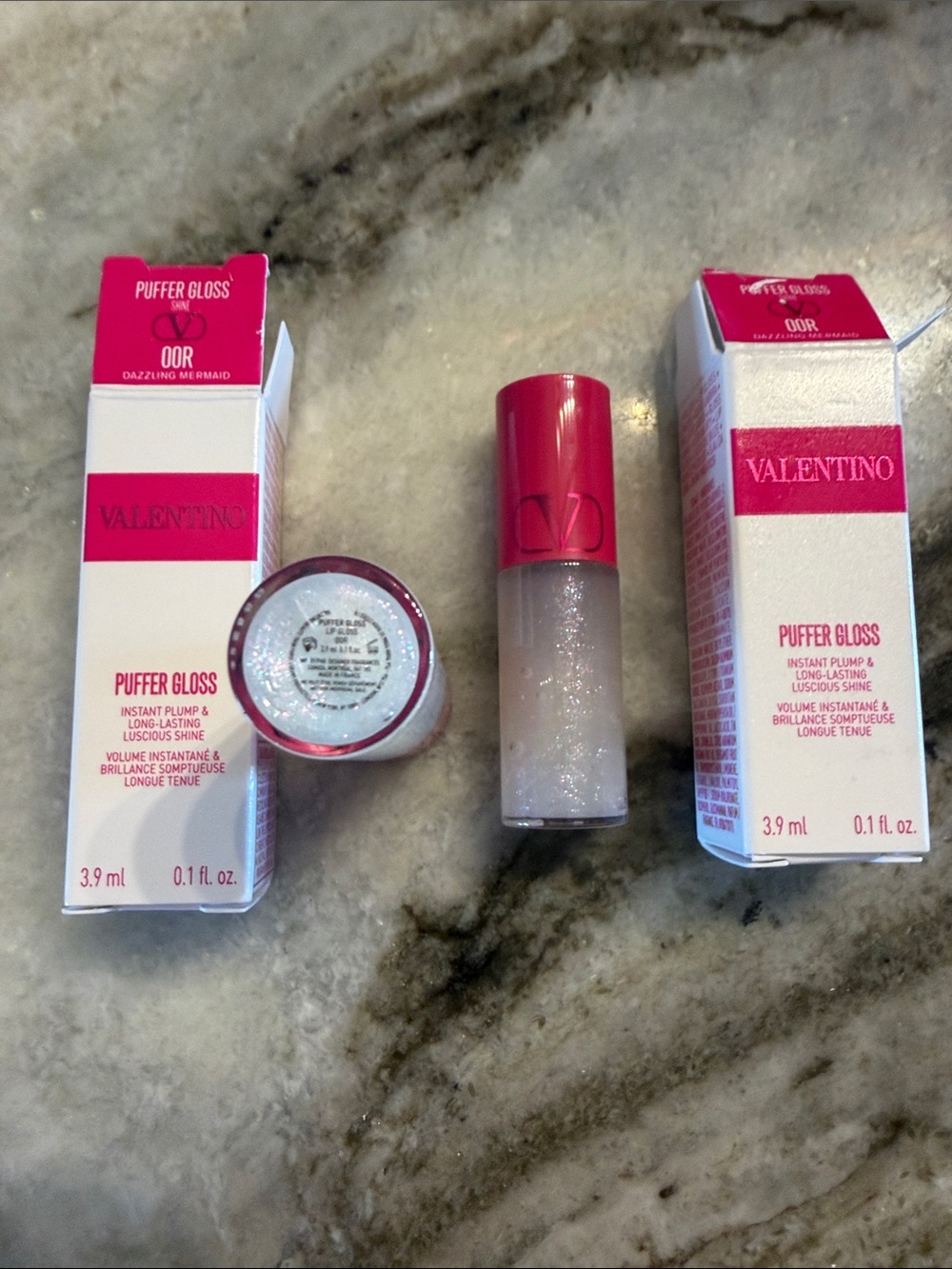 2 Valentino Puffer Gloss Lip Plumpers- Dazzling Mermaid